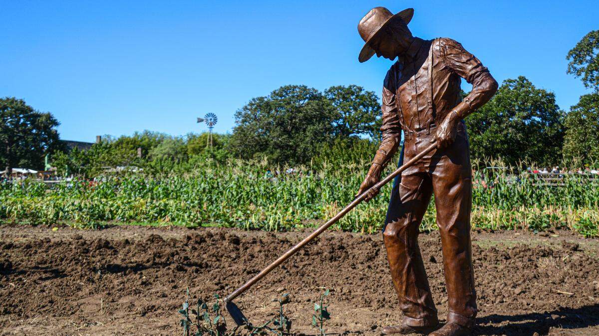 Grapevine is paying tribute to its agrarian roots and cotton farming with this bronze statue titled “Choppin’ Cotton.” The sculpture is located in Nash Farm, a living history farm where Grapevine’s 19th century agrarian traditions are preserved.