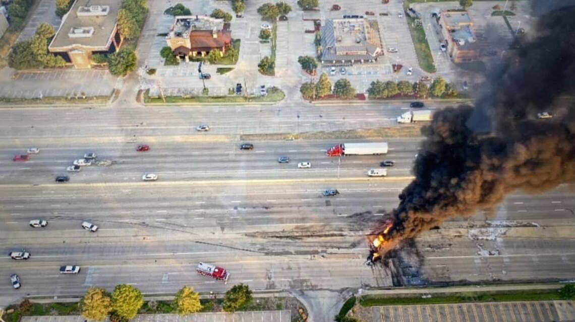 U.S. 75 northbound closed near Plano due to fiery tractor-trailer crash with injuries