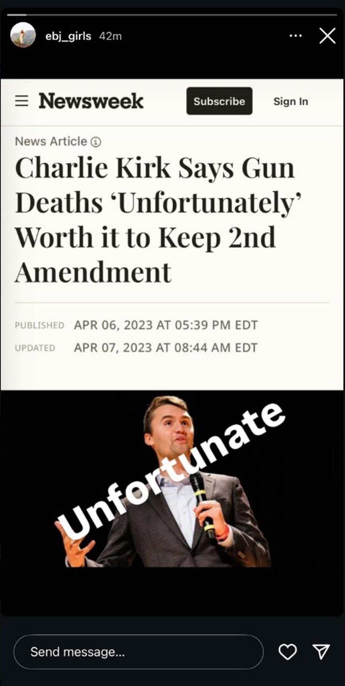 Fort Worth City Council member Elizabeth Beck posted this on her private Instagram story before Charlie Kirk’s death was announced by President Donald Trump.
