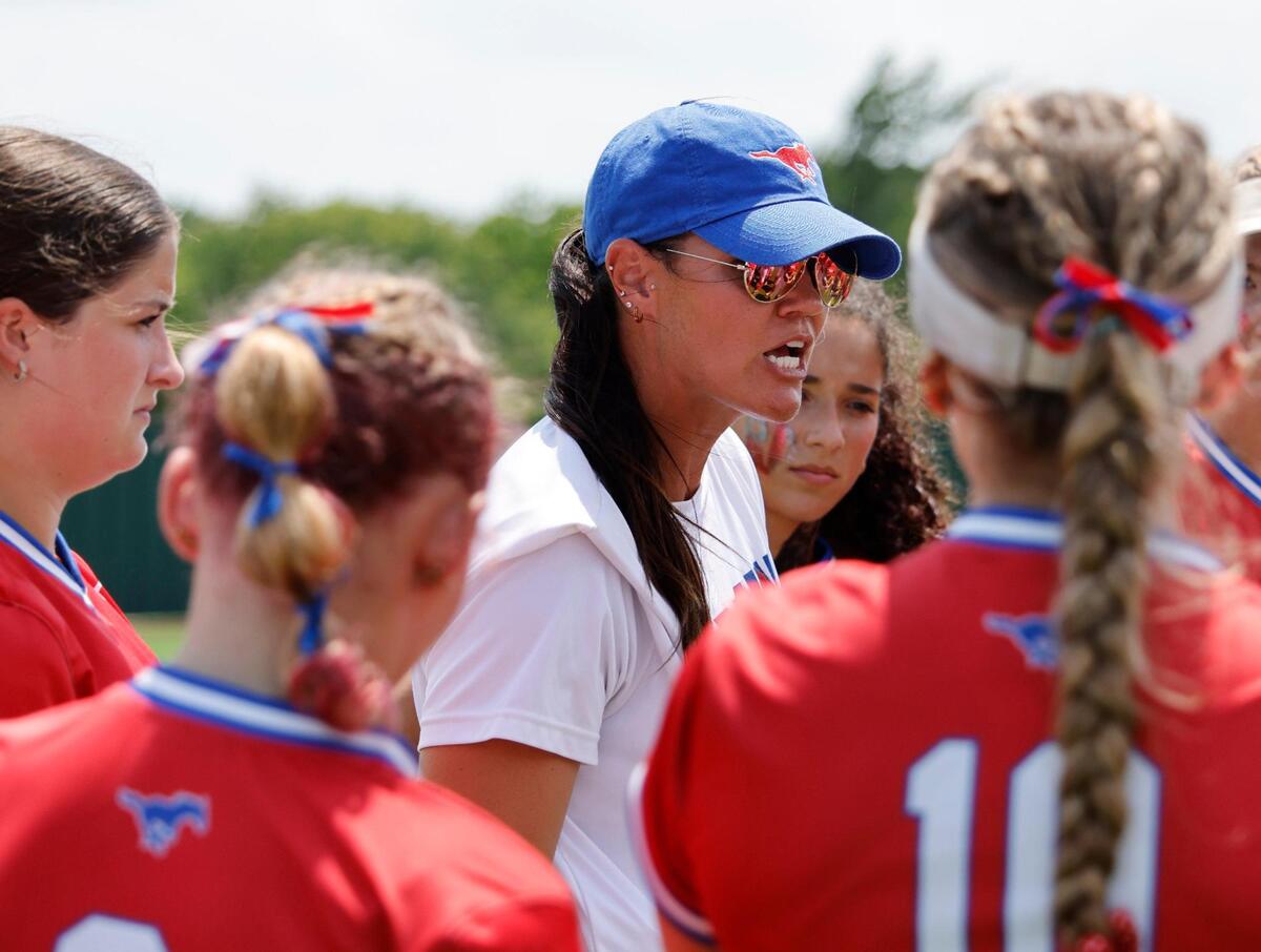 Grapevine head coach Christina Gwyn tells her players “They are better than this and they need to adjust, “during game 2 of the UIL softball semifinal 5A D2 playoffs at The Rabbit Hole in Forney, Texas, Saturday, May 24, 2025.