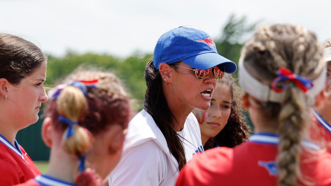 Grapevine head coach Christina Gwyn tells her players “They are better than this and they need to adjust, “during game 2 of the UIL softball semifinal 5A D2 playoffs at The Rabbit Hole in Forney, Texas, Saturday, May 24, 2025.