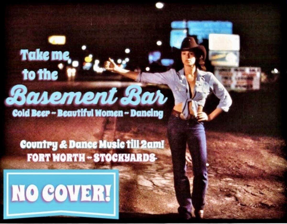 The Basement Bar’s ads use a photo from a 1980 movie, “Urban Cowboy,” featuring Debra Winger.