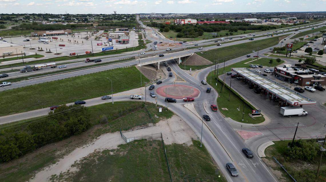 Traffic flows on Bonds Ranch Road near the intersection with Highway 287 on September 23, 2025.