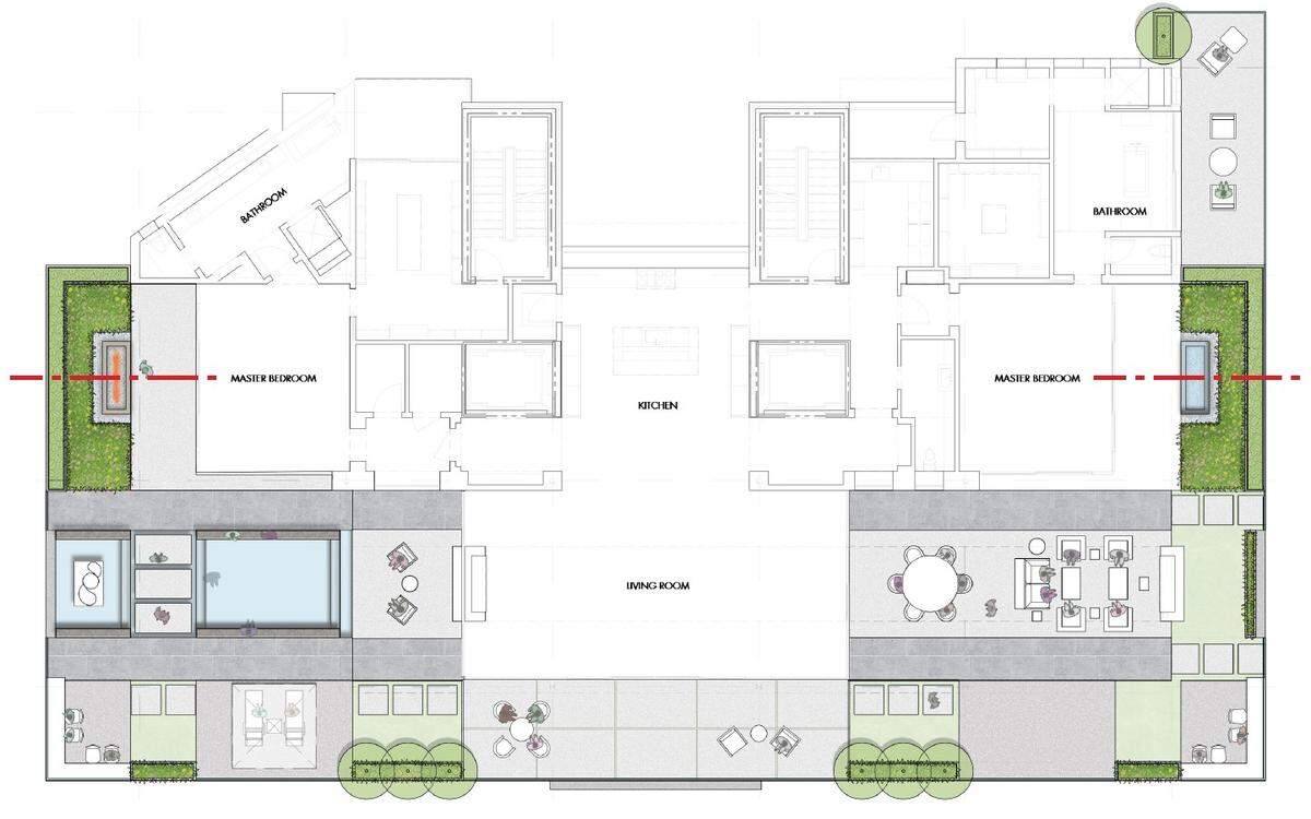 A conceptual design of the penthouse on the 14th floor of Pearson Grove condominium tower along the Trinity River in Fort Worth.
