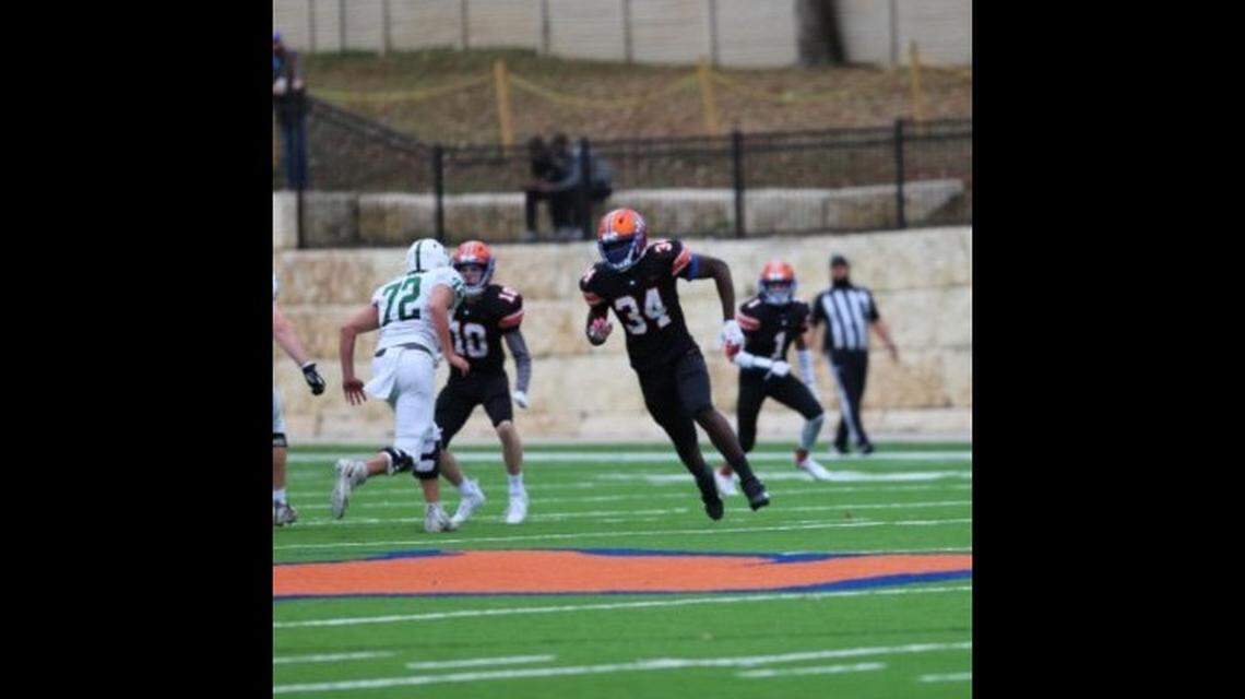 Colleyville Covenant sophomore Enow Etta finished the season with 68 tackles and 17 sacks.