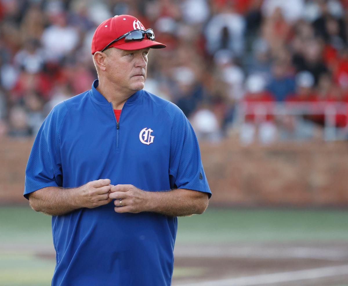 Grapevine head coach Jimmy Webster glances onto the dugout during game 2 of a UIL Conference 5A Regional final baseball game at Nathan F. Sanford Field at L.D. Bell in Hurst, Texas, Friday May 31, 2024.