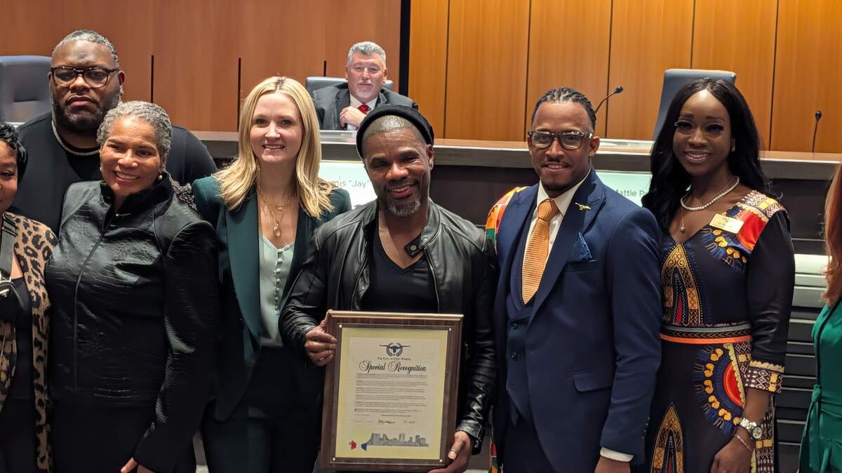Kirk Franklin (center) said he was honored by the city’s recognition, calling himself a true son of Fort Worth. 