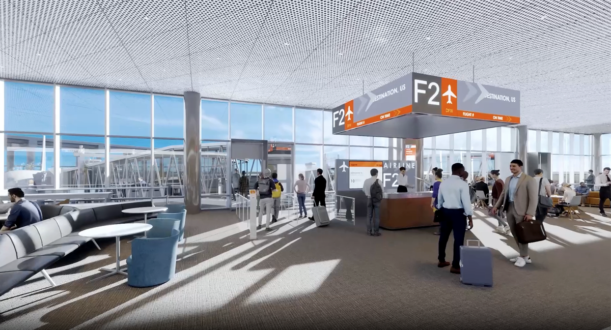 This rendering shows the future Terminal F at Dallas-Fort Worth International Airport.