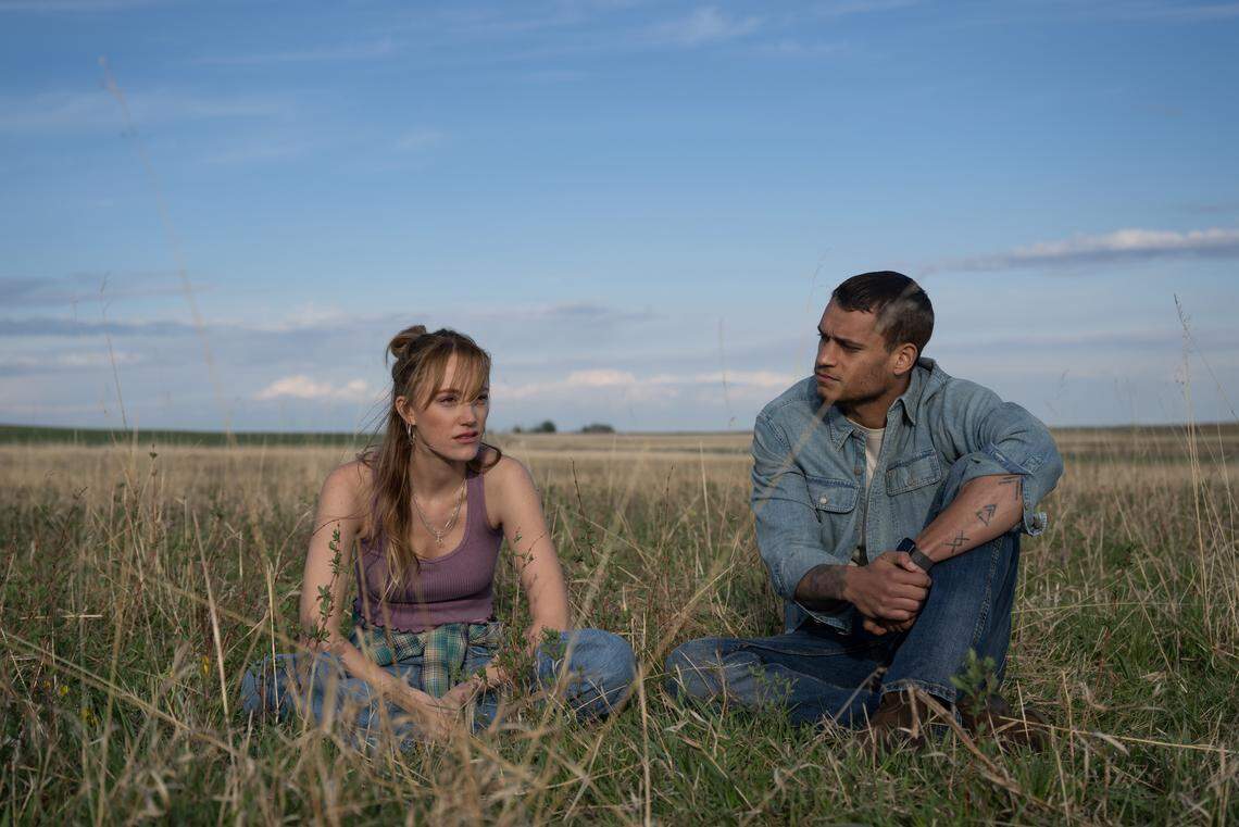 Kenna (Maika Monroe) and Ledger (Tyriq Withers) in “Reminders of Him,” directed by Vanessa Caswill.