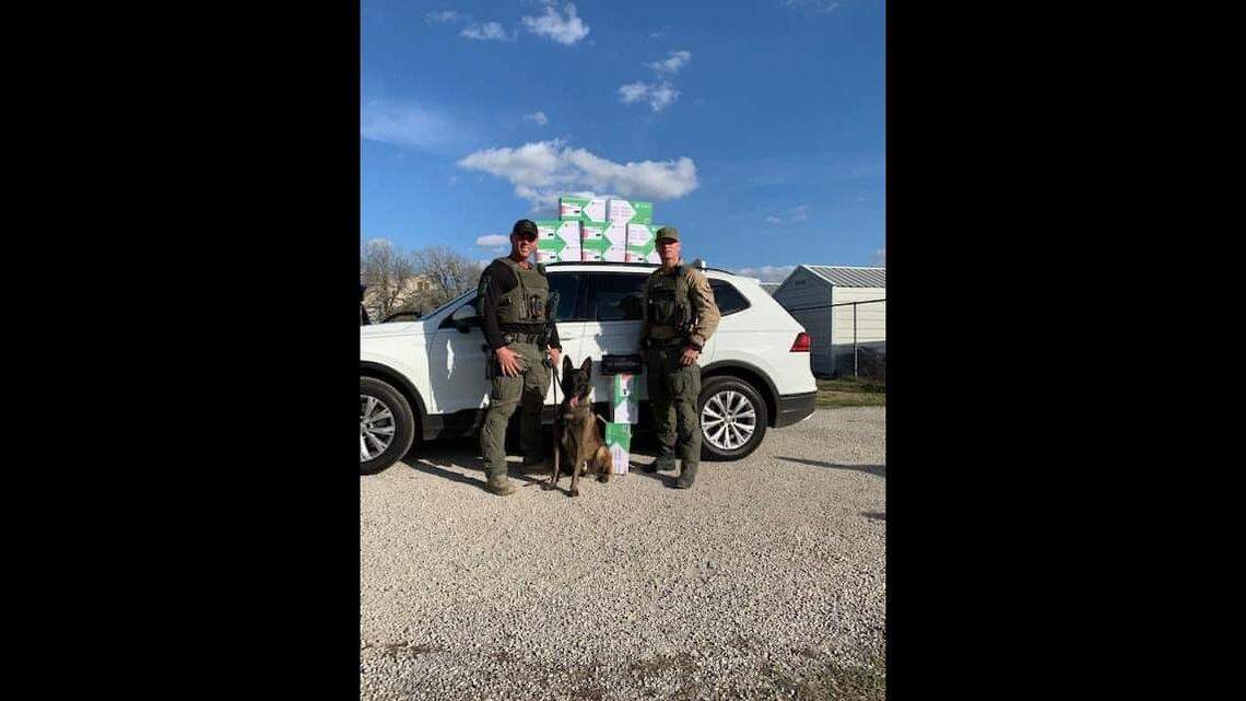 The Fayette County Sheriff’s Office in Texas says its canine unit recovered nearly 58 pounds of meth stashed in ink toner cartridges.