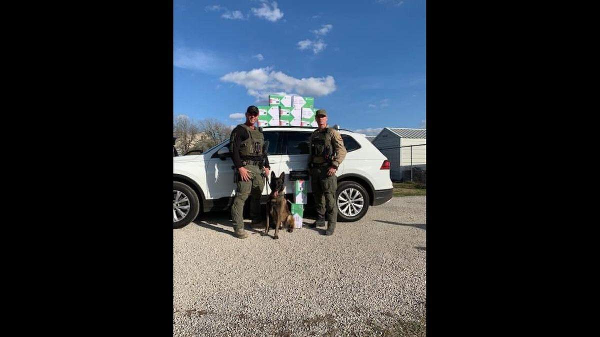 The Fayette County Sheriff’s Office in Texas says its canine unit recovered nearly 58 pounds of meth stashed in ink toner cartridges.