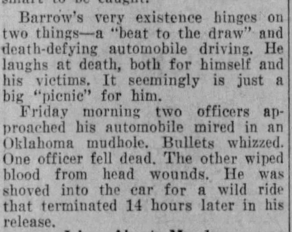 The Star-Telegram reports on Clyde Barrow on April 8, 1934.