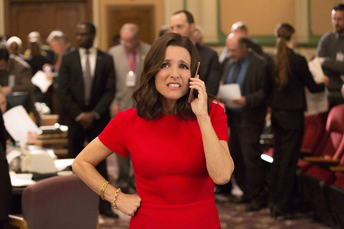 Julia Louis-Dreyfus in a scene from HBO’s hit political comedy “Veep.”
