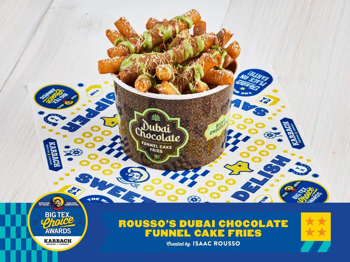 Rousso’s Dubai chocolate funnel cake fries.