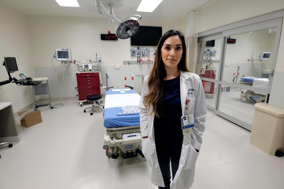 Ashten Fleming, RN, stands in trauma room one in the emergency room of the new Tower B at Medical City Fort Worth in Fort Worth, TX, Wednesday, Dec. 12, 2018.