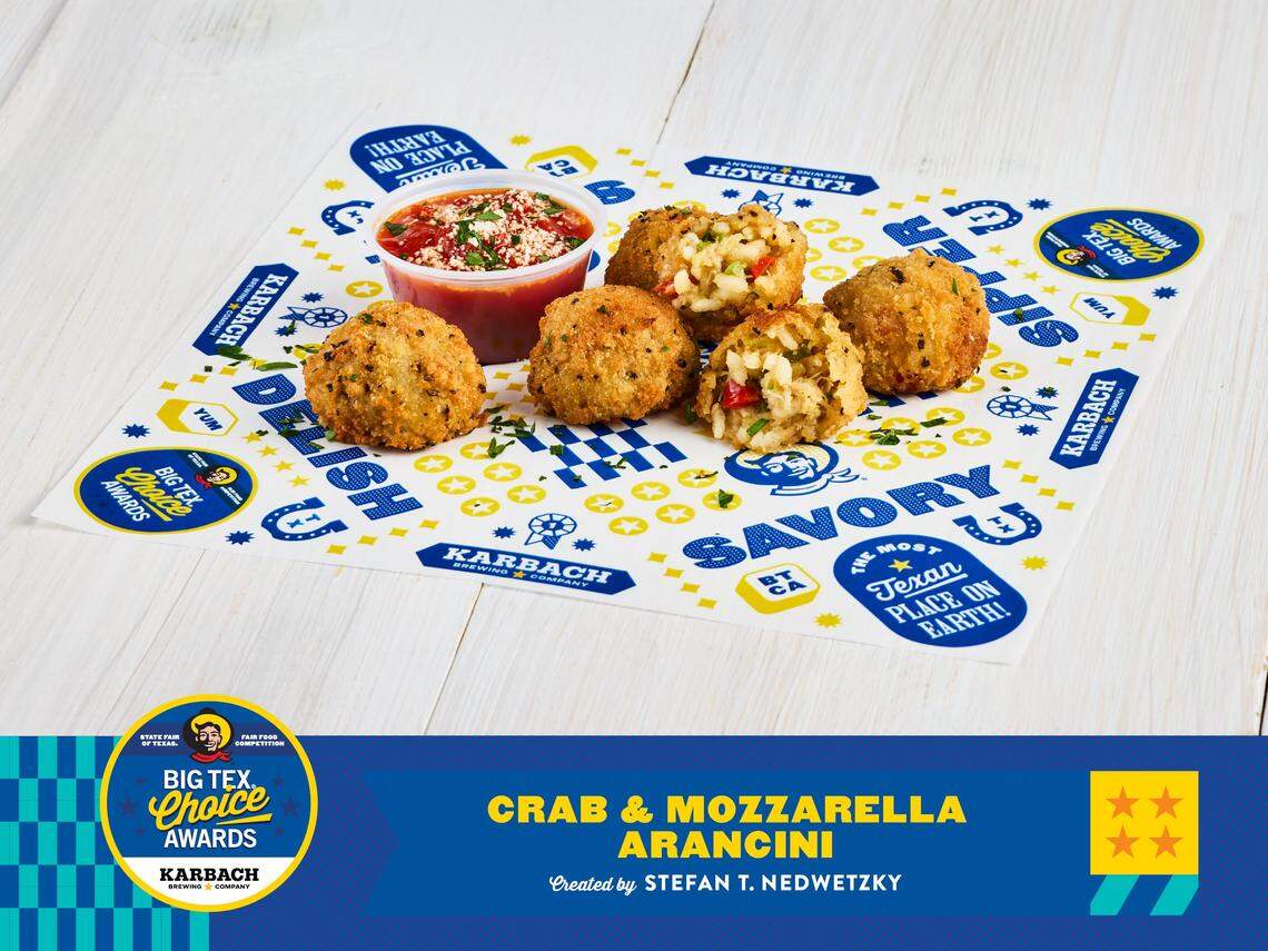 Crab and mozzarella arancini.