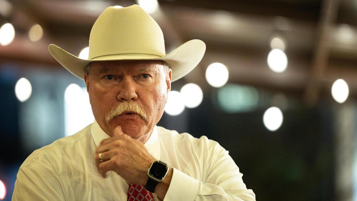 Tarrant County Sheriff Bill Waybourn at his election party at Hurtado Barbecue in Arlington on Tuesday, Nov. 5, 2024.
