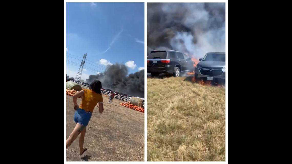 A huge fire broke out at a pumpkin patch in Texas, destroying over 73 vehicles in the parking lot, authorities said.