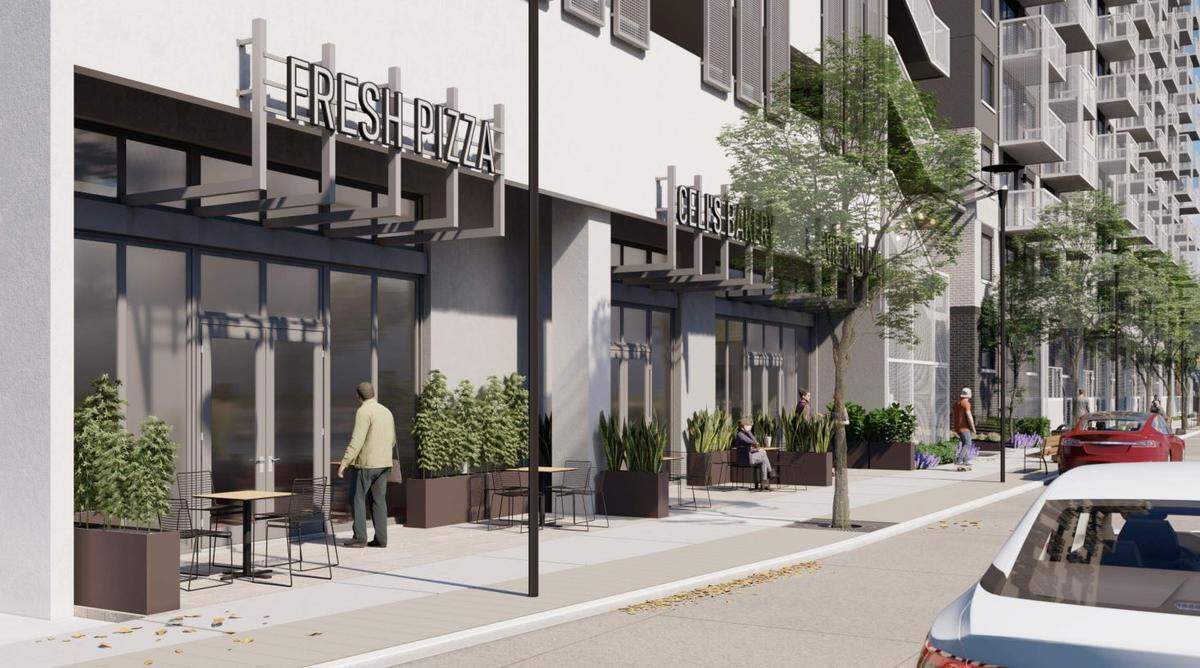 Retail space facing Jones Street in the proposed development.