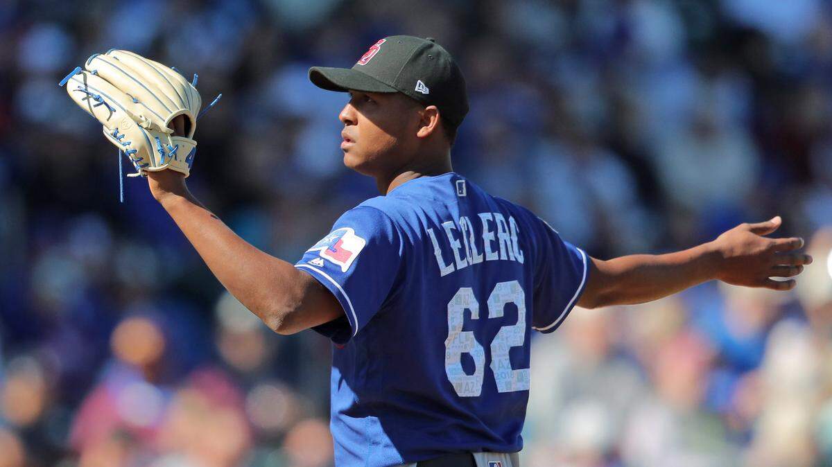 Rangers reliever Jose Leclerc pitches against the the Chicago Cubs during spring training in Mesa, Arizona, on Feb. 24.