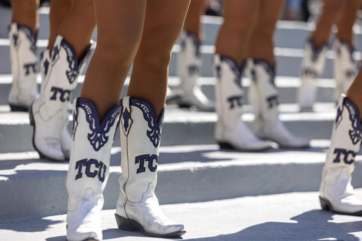 The TCU Showgirls perform during their game against OU at the Amon G. Carter Stadium in Fort Worth, Texas, on Saturday, Oct. 1, 2022.