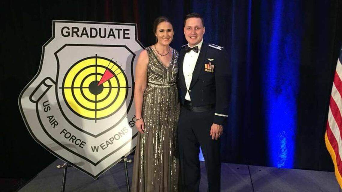 Steven Beaulieu is picured with his wife, Jessica, at his graduation from U.S. Air Force weapons school in December 2017.