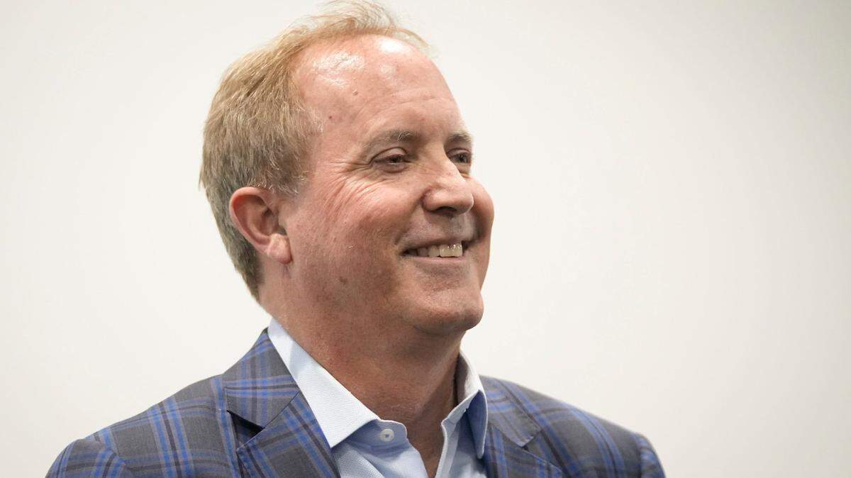 Texas Attorney General Ken Paxton speaks against Republicans supporting Rep. Dustin Burrows in the Texas House speaker’s race at the headquarters for Texas Scorecard, a conservative think tank, in Leander, Tuesday, Jan. 7, 2025.