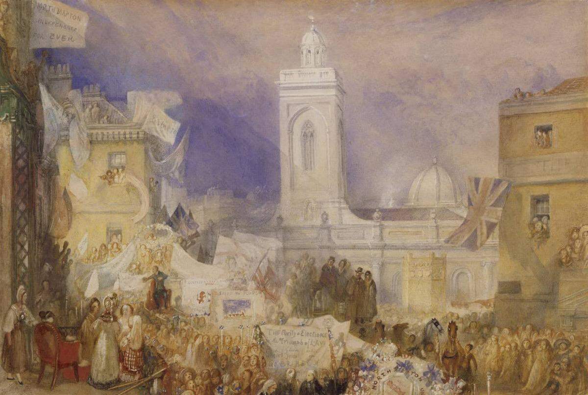 J. M. W. Turner. The Northampton Election, December 6, 1830. Watercolor, gouache, and ink on paper.