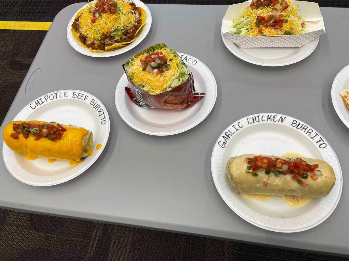 Tad’s Bodacious Burritos and Breakfast is serving up $14 burritos, from chipotle beef, to garlic chicken. Other items include soft tacos, nachos or a walking taco, aka a nacho cheese Doritos’ bag cut in half and stuff with lettuce, cheese and ground beef.