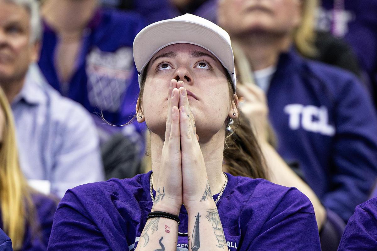 TCU center Sedona Prince waits to see what seed TCU will received during the NCAA March Madness Selection Watch Party at the Schollmaier Arena in Fort Worth on Sunday, March 16, 2025. The Horned Frogs were awarded the 2nd seed and will face the 15 seeded Fairleigh Dickinson Knights.