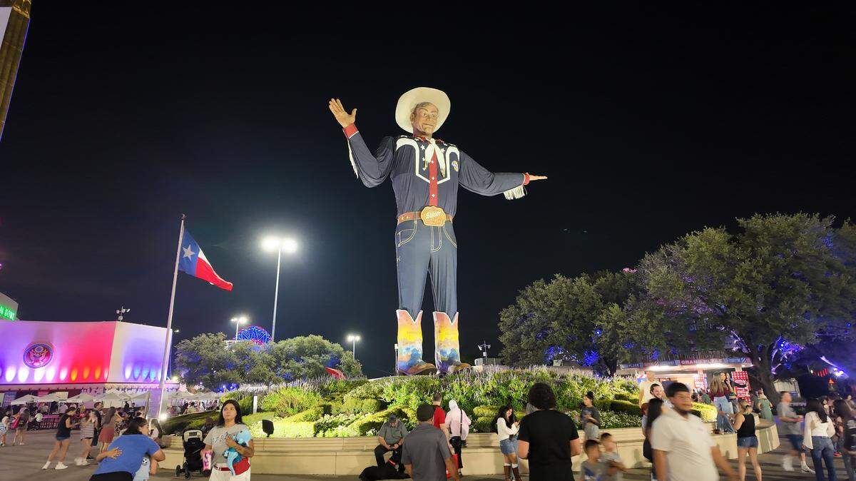 Big Tex and his $875 Lucchese boots at the State Fair of Texas in Dallas on Oct. 8, 2025.