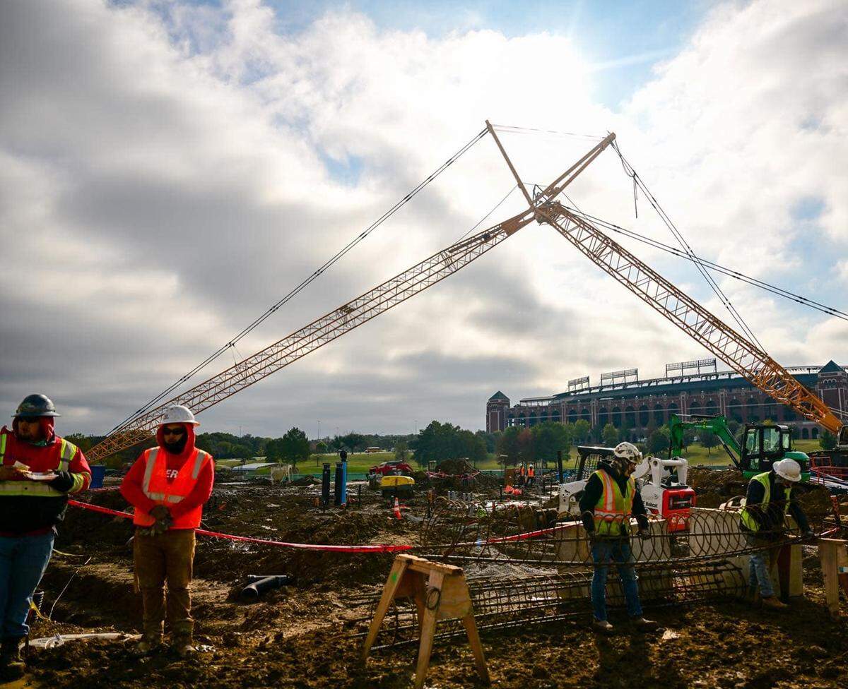 Construction crews work in November on the site of the future National Medal of Honor Museum in Arlington.