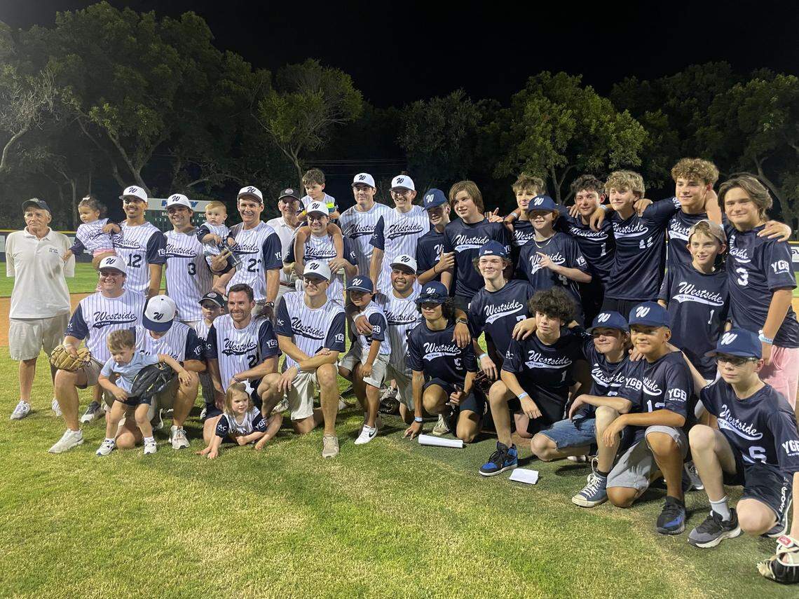 The 2002 Westside Little League team and the actors who portray them in “You Gotta Believe”.
