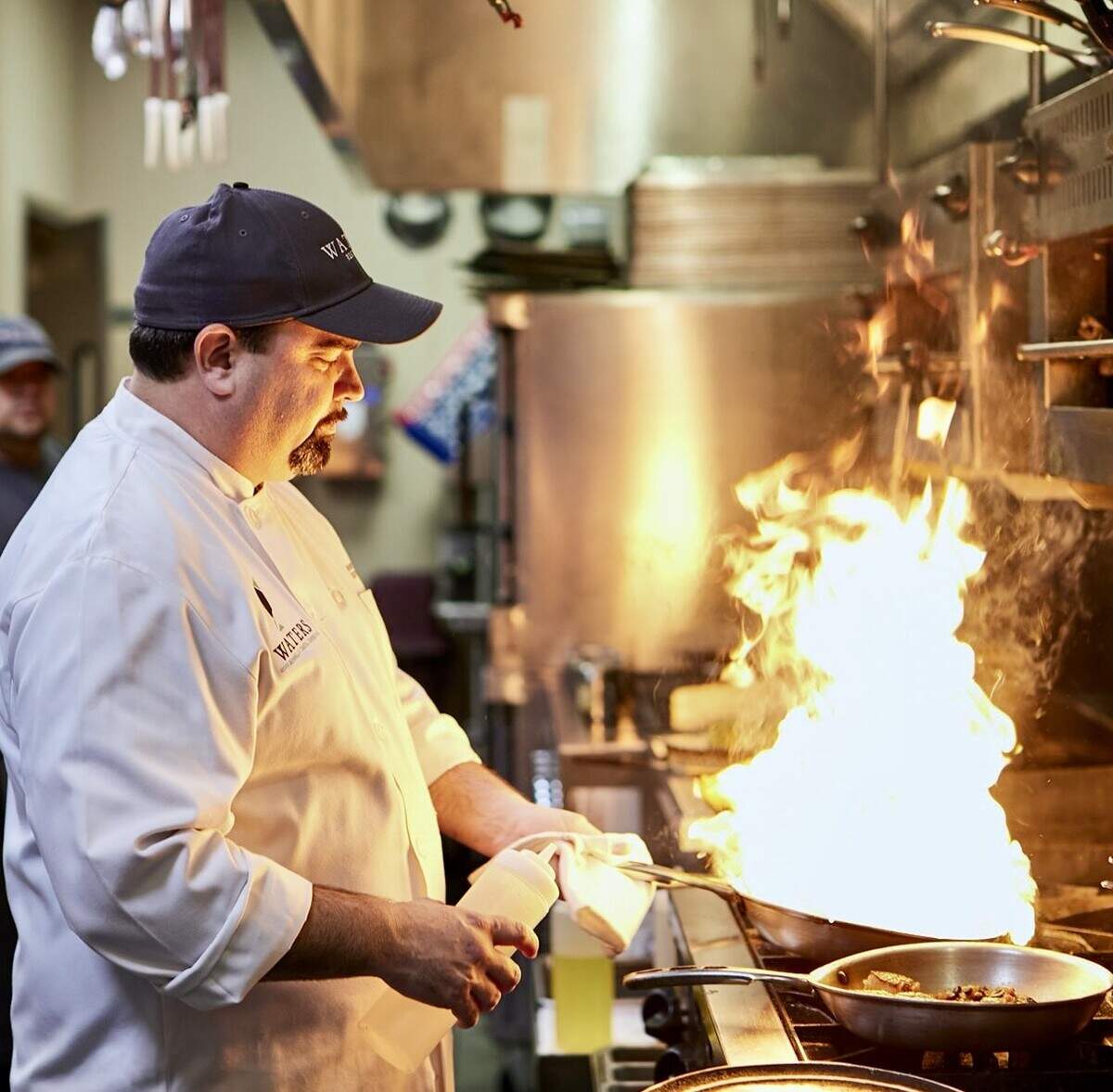 Executive chef Anthony Felli in the kitchen at Waters Restaurant in Fort Worth, Texas.
