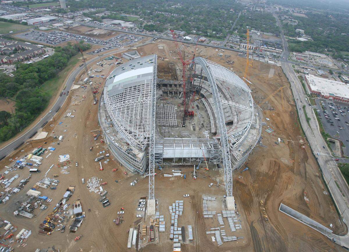 The Dallas Cowboys stadium under construction in Arlington on April 4, 2008.