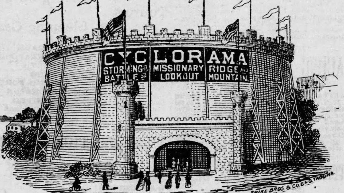 This image shows a cyclorama building from 1894 (though it is not the cyclorama that was in Fort Worth).