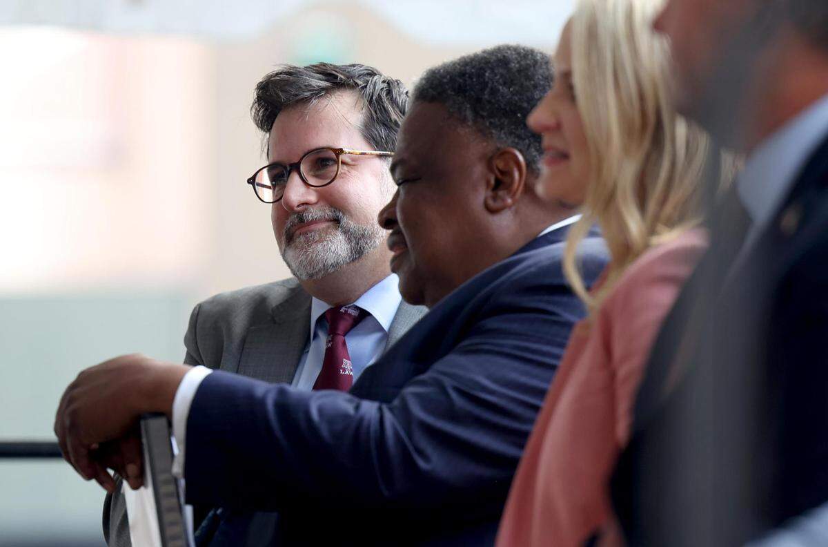 Texas A&M Law School dean Robert B. Ahdieh attends the ground breaking of Texas A&M-Fort Worth’s new $150 million Law and Education Building in downtown Fort Worth on Wednesday.