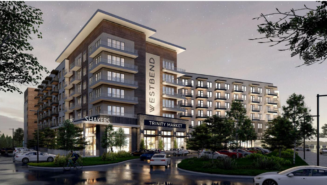 A rendering of the proposed second phase of the Westbend mixed-use development.