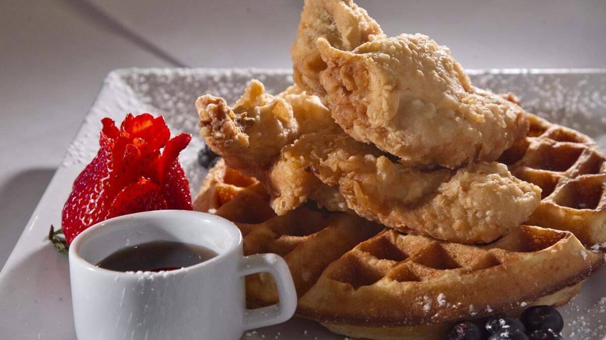 Fried chicken and waffles at Chef Point Cafe in Watauga,