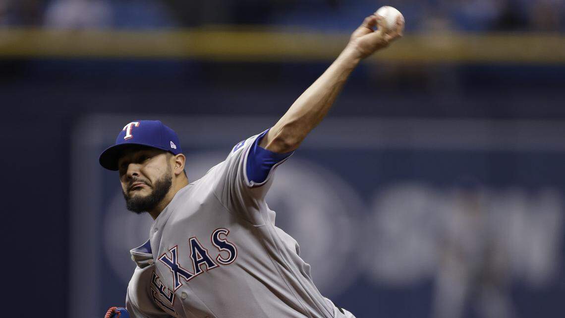 Martin Perez allowed three hits in the first inning Monday and four in the second en route to another ragged outing for the Rangers.