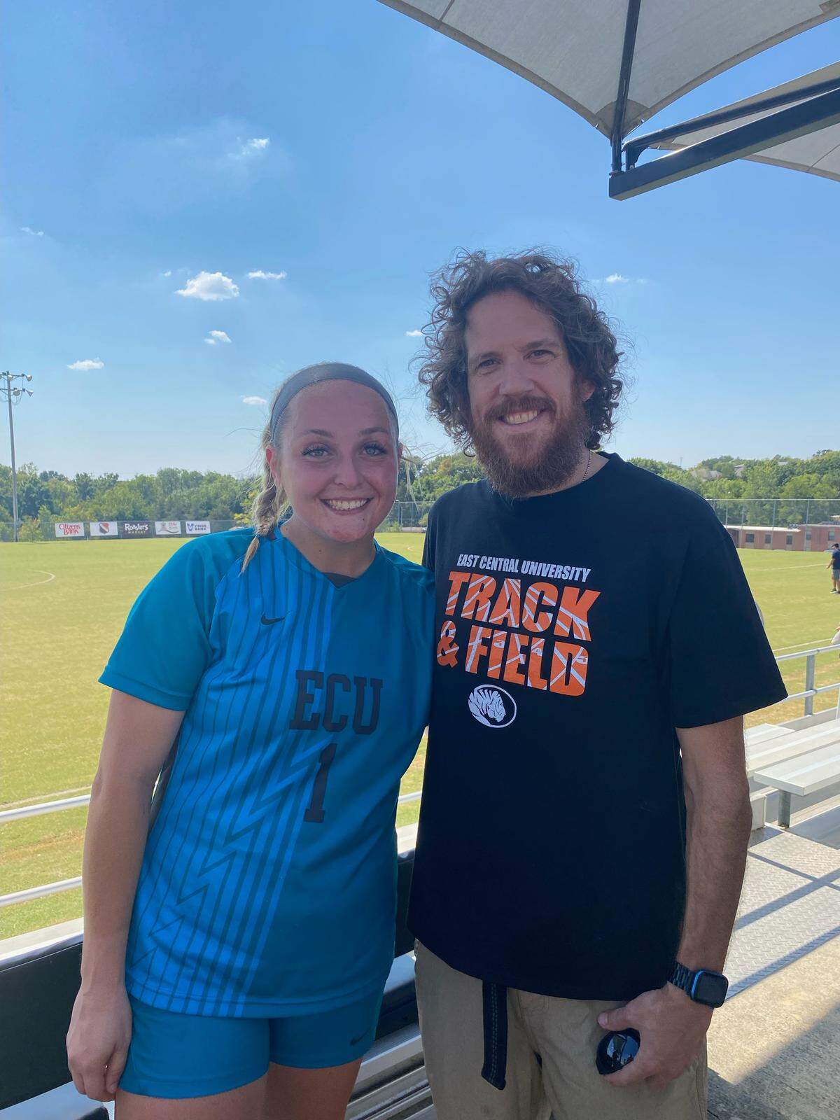 McKenna Leveling with her soccer coach at Boswell, Michael Epley. She is now one of his assistant coaches at Keller Fossil Ridge.