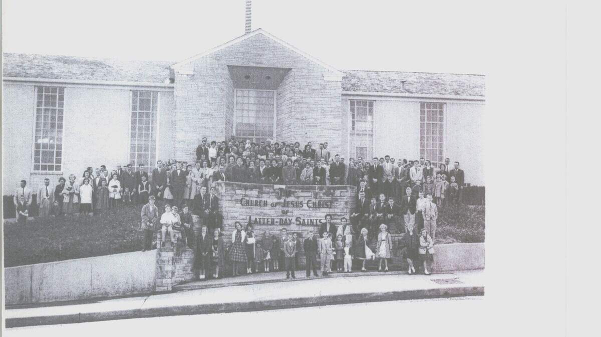 More than 100 congregants posed for a photo outside the Church of Jesus Christ of Latter- day Saints in the 3500 block of West Seventh Street on a Sunday morning in 1960.
