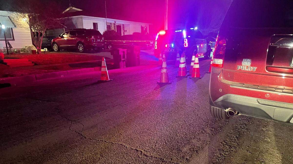 The scene Thursday night in the 4000 block of S. Adams Street in south Fort Worth, where police say a driver was shot during a carjacking before firing back at the other person. The carjacker fled the scene in the stolen vehicle and was found by police about three miles away, police say. Both were hospitalized.