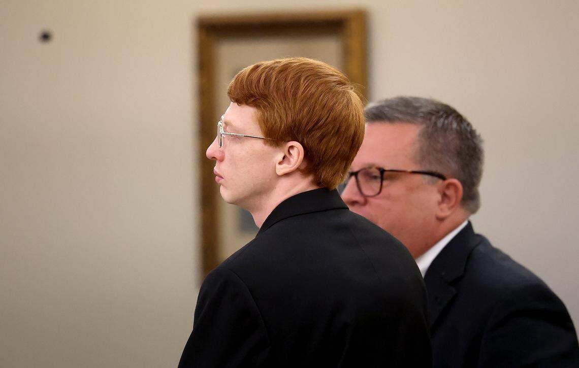 Defendant Valerian O'Steen stands during closing arguments in the punishment phase of his trial on Monday, Sept. 22, 2025, at the 371st District Court in Fort Worth. O'Steen was found guilty of capital murder in the 2022 killing of Marissa Grimes.