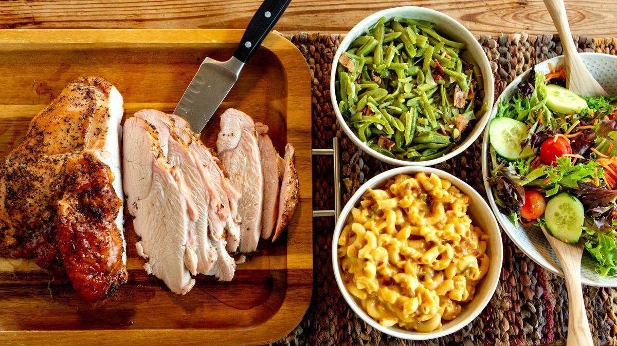 Smoked turkey breast and sides from Cooper’s Bar-B-Que.