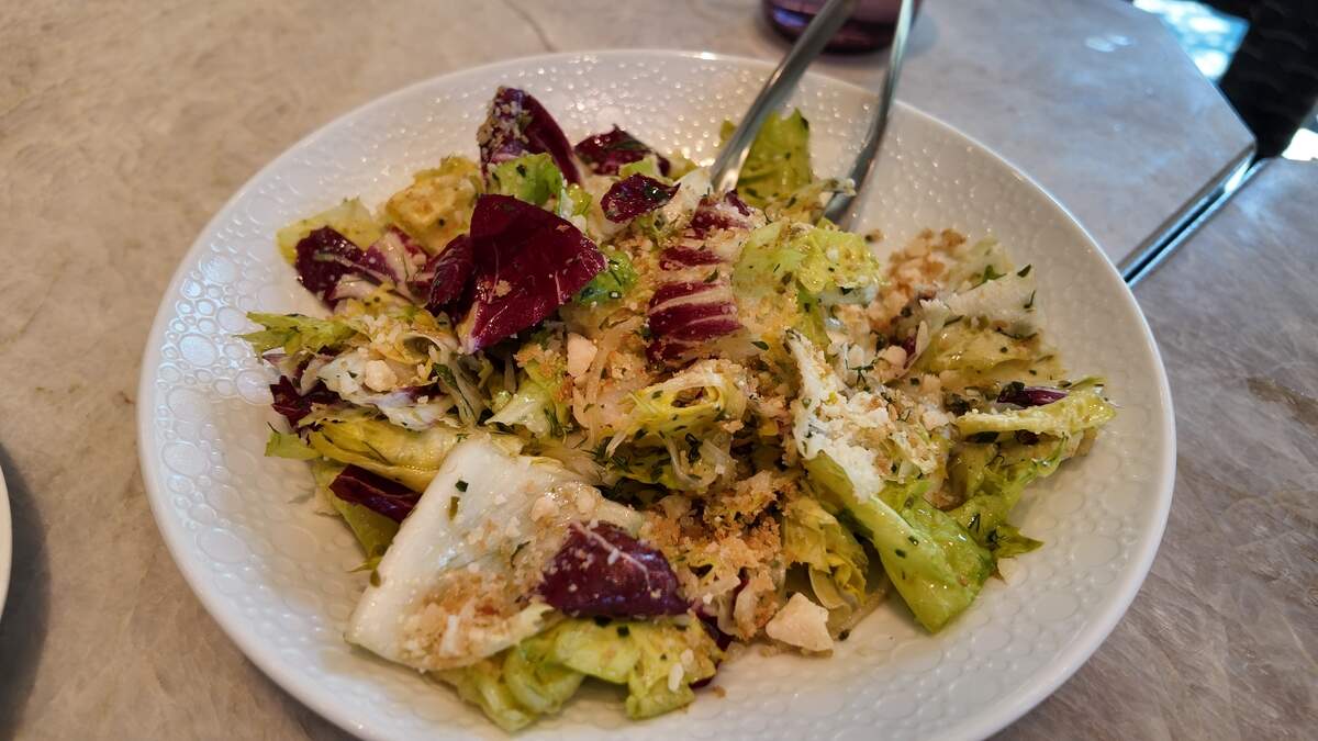 A classic lunch dish the Escarole Caesar Salad at Mirador in Dallas on Oct. 16, 2025. Brunchers can order this dish at Cafe Mirador in Fort Worth.