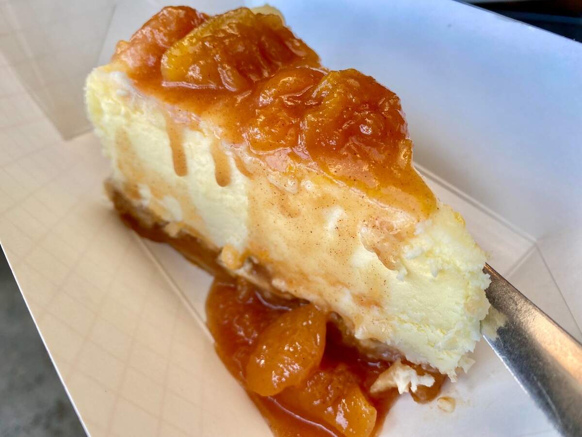 Peaches-and-cream cheesecake at Shep’s.