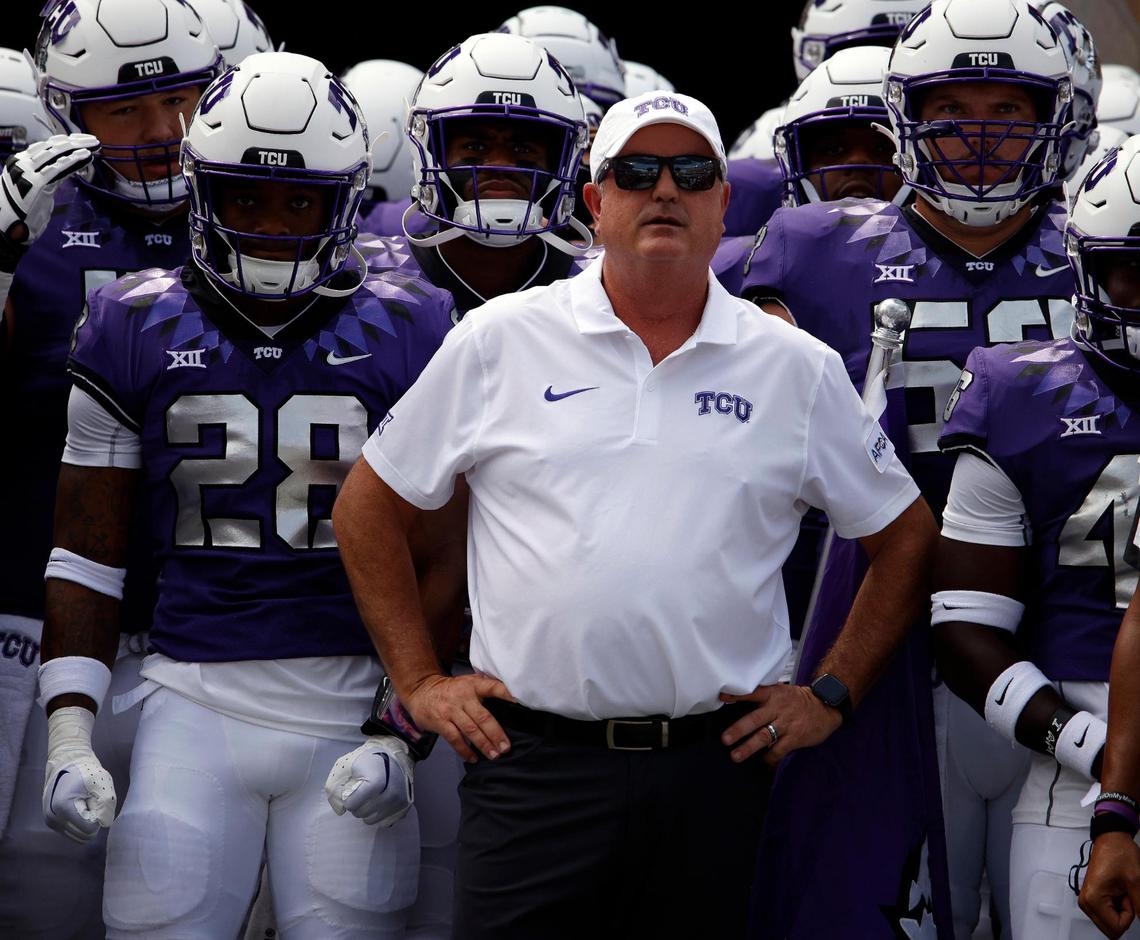 TCU head coach Sonny Dykes prepares to bring his team onto the field before the first half of a NCAA football game at Amon G. Carter Stadium in Fort Worth,Texas, Saturday Sept. 02, 2023. (Special to the Star-Telegram Bob Booth)