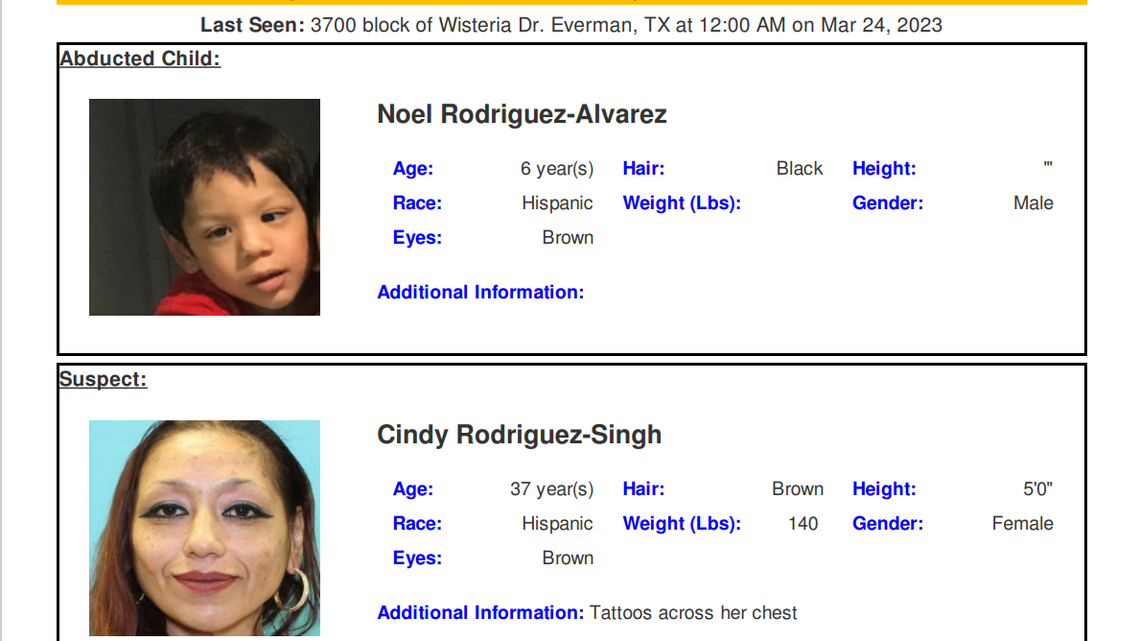 Amber Alert issued for missing 6-year-old from Everman