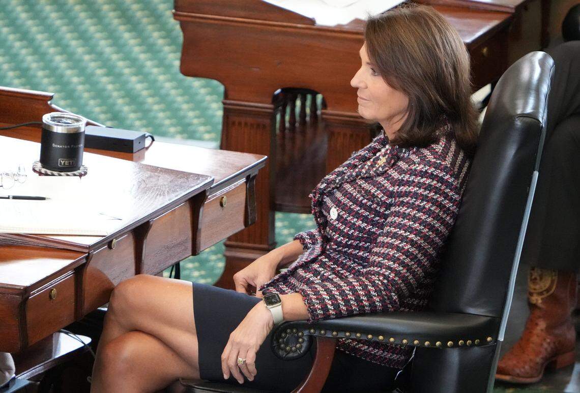 Sen. Angela Paxton, R - McKinney, listens during the impeachment trial of her husband Attorney General Ken Paxton at the Capitol on Wednesday September 13, 2023.